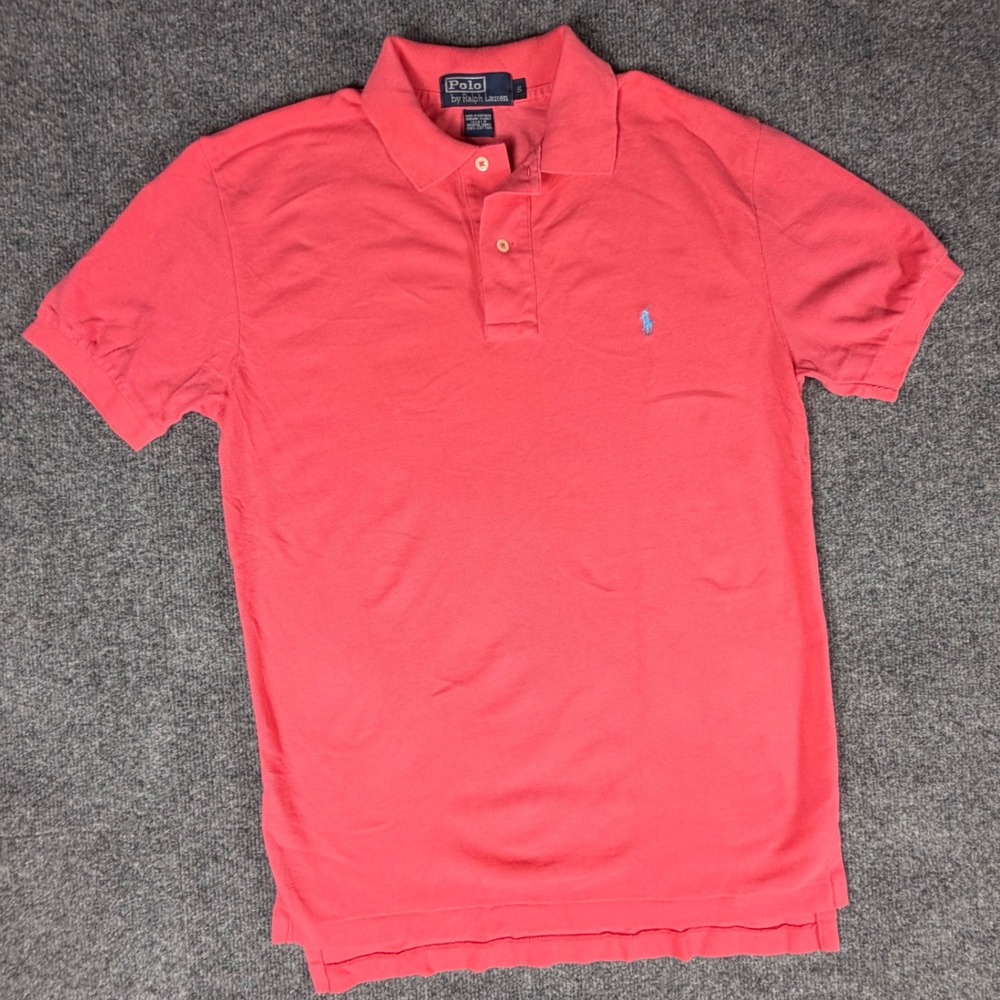 Polo Ralph Lauren Mens Small Coral Pink Short Sleeve Pique Pony Logo Polo Shirt